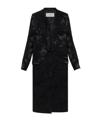 Dries Van Noten Long Sleeve Coat In Black