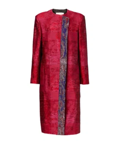 Dries Van Noten Long Sleeve Coat In Red