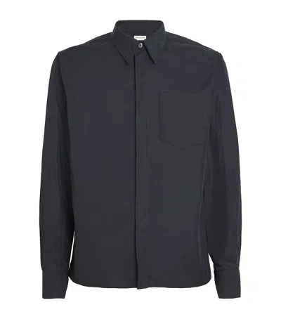 Dries Van Noten Long-sleeve Corran Shirt In Navy