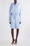 Dries Van Noten Dindi Belted Long-sleeve Shirtdress In Light Blue