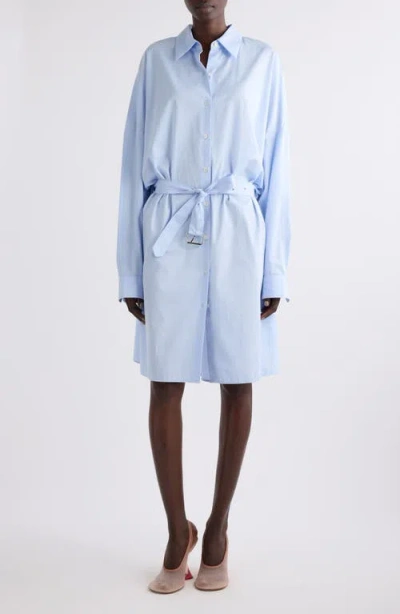 Dries Van Noten Dindi Belted Long-sleeve Shirtdress In Blue