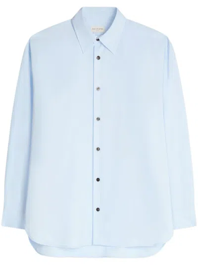 Dries Van Noten Long-sleeve Cotton Shirt In Blue