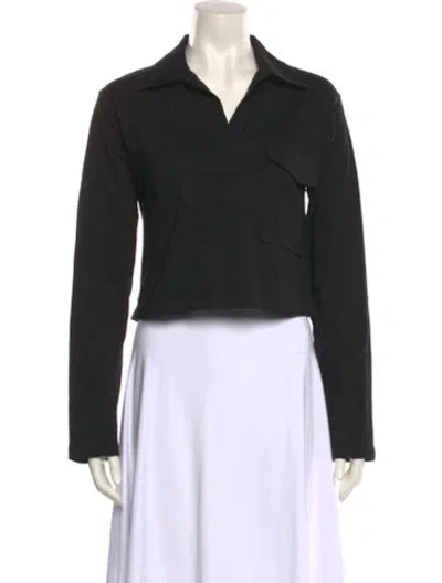 Pre-owned Dries Van Noten Long Sleeve Crop Top In Black
