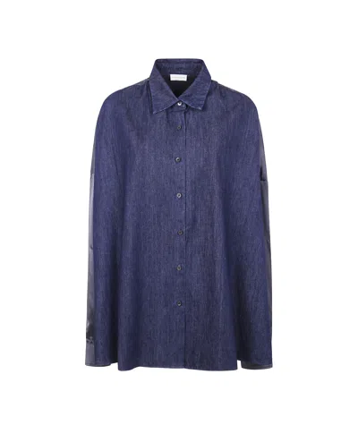 Dries Van Noten Long Sleeve Denim Shirt In Blue