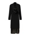 Dries Van Noten Delsey Dress Draped Neckline Long Sleeves In Black