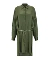 Dries Van Noten Long Sleeve Dress With Adjustable Waist Tie In Green