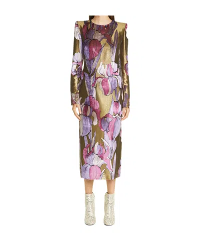 Dries Van Noten Long Sleeve Dress In Multi
