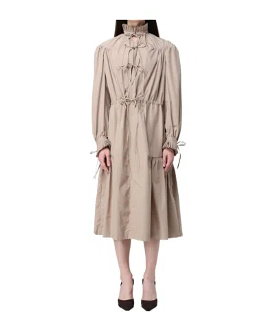 Dries Van Noten Long Sleeve Dress In Neutral