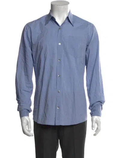 Pre-owned Dries Van Noten Long Sleeve Dress Shirt In Blue