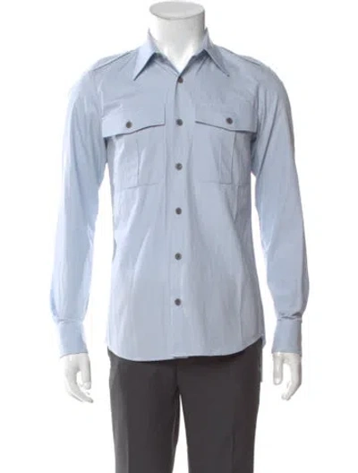 Pre-owned Dries Van Noten Long Sleeve Dress Shirt In Blue