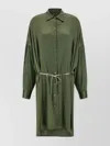Dries Van Noten Long Sleeve Dress With Adjustable Waist Tie In Green