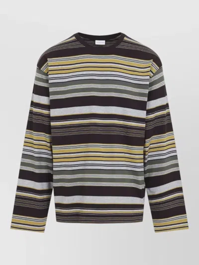 Dries Van Noten Long Sleeve Graphic Stripe Cotton T Shirt In Multi