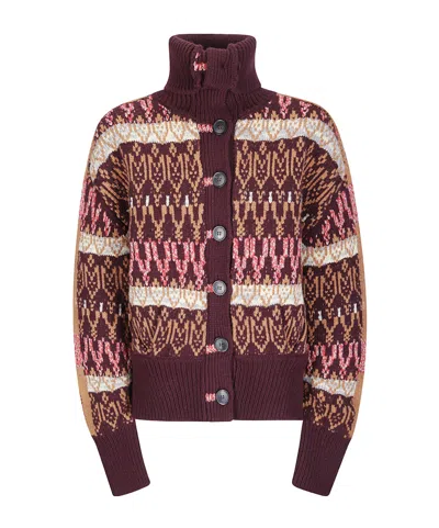 Dries Van Noten Long Sleeve High Neck Cardigan In Multi