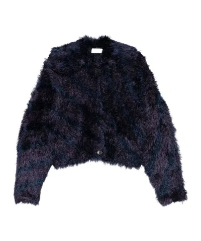 Dries Van Noten Terrace Faux Fur Jacket In Purple