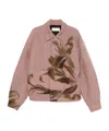 Dries Van Noten Abstract Print Collared Jacket Front Pockets In Pink