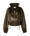 Dries Van Noten Long Sleeve Leather Jacket In Green