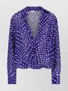 Dries Van Noten Long Sleeve Polka Dot Top With Tie In Blue