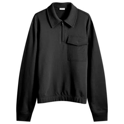 Dries Van Noten Long Sleeve Polo Shirt In 900 Black