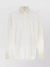 Dries Van Noten Long Sleeve Poplin Shirt With Embellished Collar In White