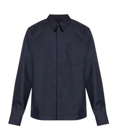 Dries Van Noten Long Sleeve Shirt In Blue