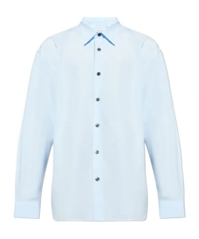 Dries Van Noten Long Sleeve Shirt In Blue