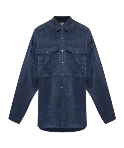 Dries Van Noten Long Sleeve Shirt In Blue