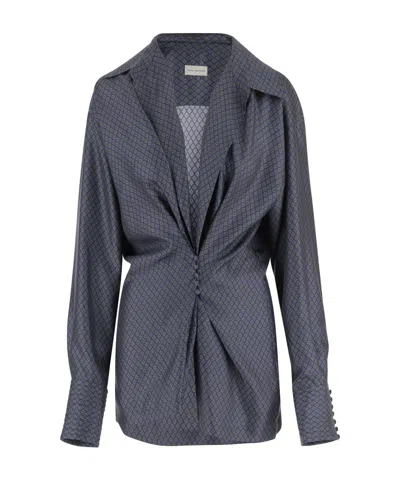 Dries Van Noten Long Sleeve Shirt In Blue