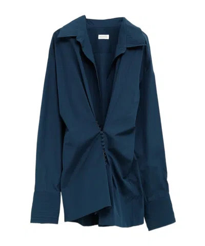 Dries Van Noten Long Sleeve Shirt In Blue
