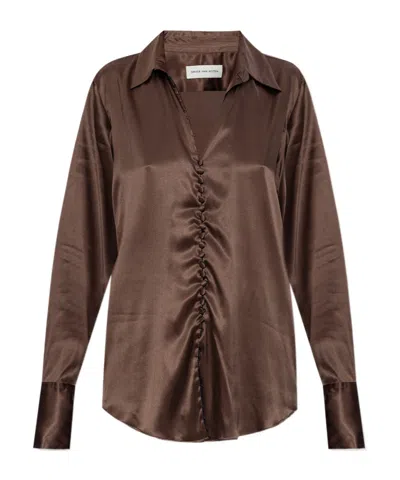 Dries Van Noten Long Sleeve Shirt In Brown