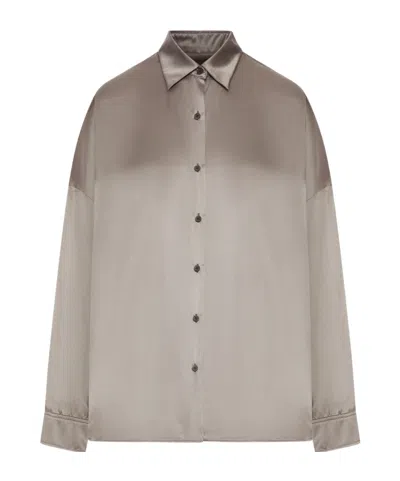 Dries Van Noten Women Satin-effect Silk Shirt In Gray