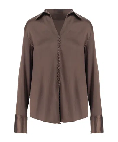 Dries Van Noten Long Sleeve Shirt In Burgundy
