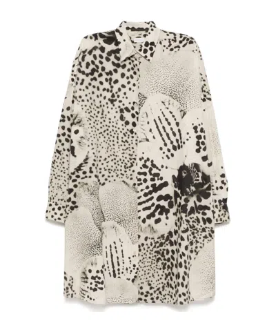 Dries Van Noten Long Sleeve Shirt Dress In White