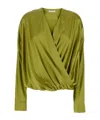 Dries Van Noten Camiel Draped Blouse Shirts Green In Green