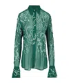 Dries Van Noten Embellished Semi-sheer Shirt In Green