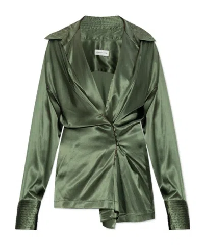 Dries Van Noten Long Sleeve Shirt In Green