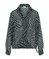 Dries Van Noten Printed Long Sleeve Blouse With Drawstring Hem In Green