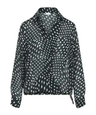 Dries Van Noten Printed Long Sleeve Blouse With Drawstring Hem In Green
