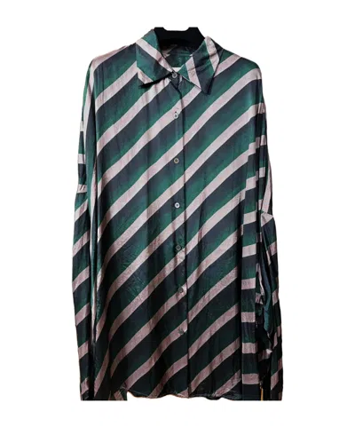Dries Van Noten Womens Bottle Dasia Diagonal-stripe Woven Midi Dress In Multi