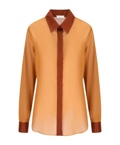 Dries Van Noten Long Sleeve Shirt In Orange