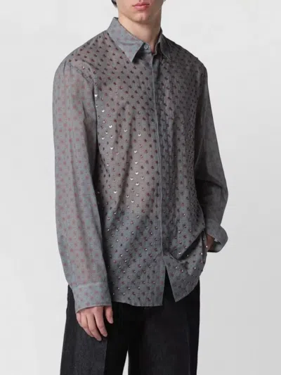 Dries Van Noten Long Sleeve Shirt Patterned Design In Gray