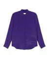 Dries Van Noten Satin Pointed Collar Long Sleeves Shirt In Purple
