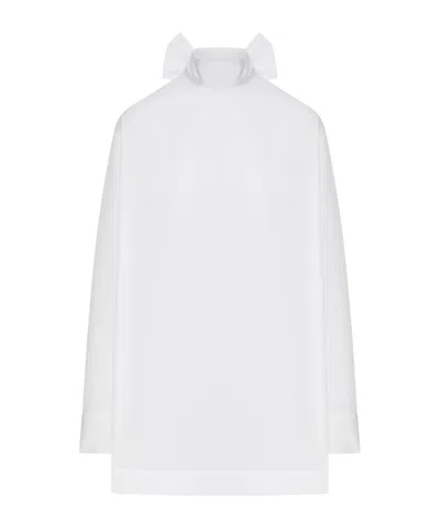 Dries Van Noten Cotton Shirt With Bow Closure In Burgundy