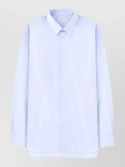 Dries Van Noten Long Sleeve Straight Shirt Buttoned Cuffs In Blue