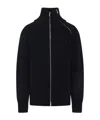 Dries Van Noten Full Zip Turtleneck Sweater With Shoulder Detail In Black
