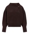 Dries Van Noten High Neck Long Sleeve Knit Sweater In Brown
