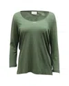 Dries Van Noten Long Sleeve Top In Green Cotton In Green