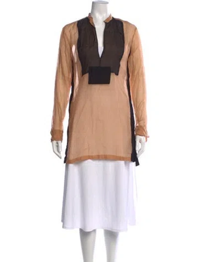 Pre-owned Dries Van Noten Long Sleeve Tunic In Black/brown