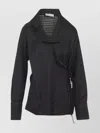 Dries Van Noten Long Sleeve Wrap Shirt With Ruffled Collar In Black