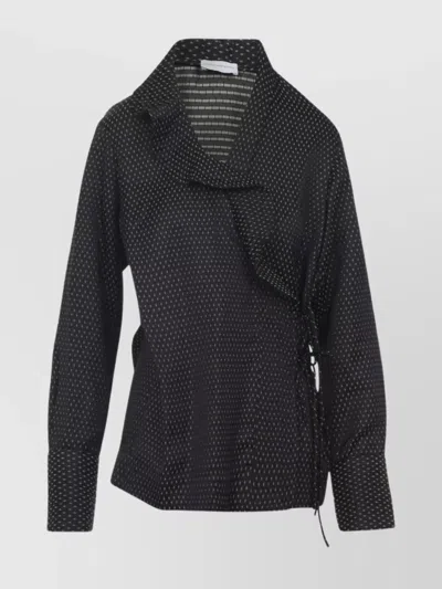DRIES VAN NOTEN LONG SLEEVE WRAP SHIRT WITH RUFFLED COLLAR
