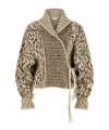 Dries Van Noten Textured Knit Cardigan Shawl Collar In Neutral